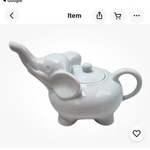 Abbott Teapot Elephant White Ceramic with Lid Ceramic China 28 oz